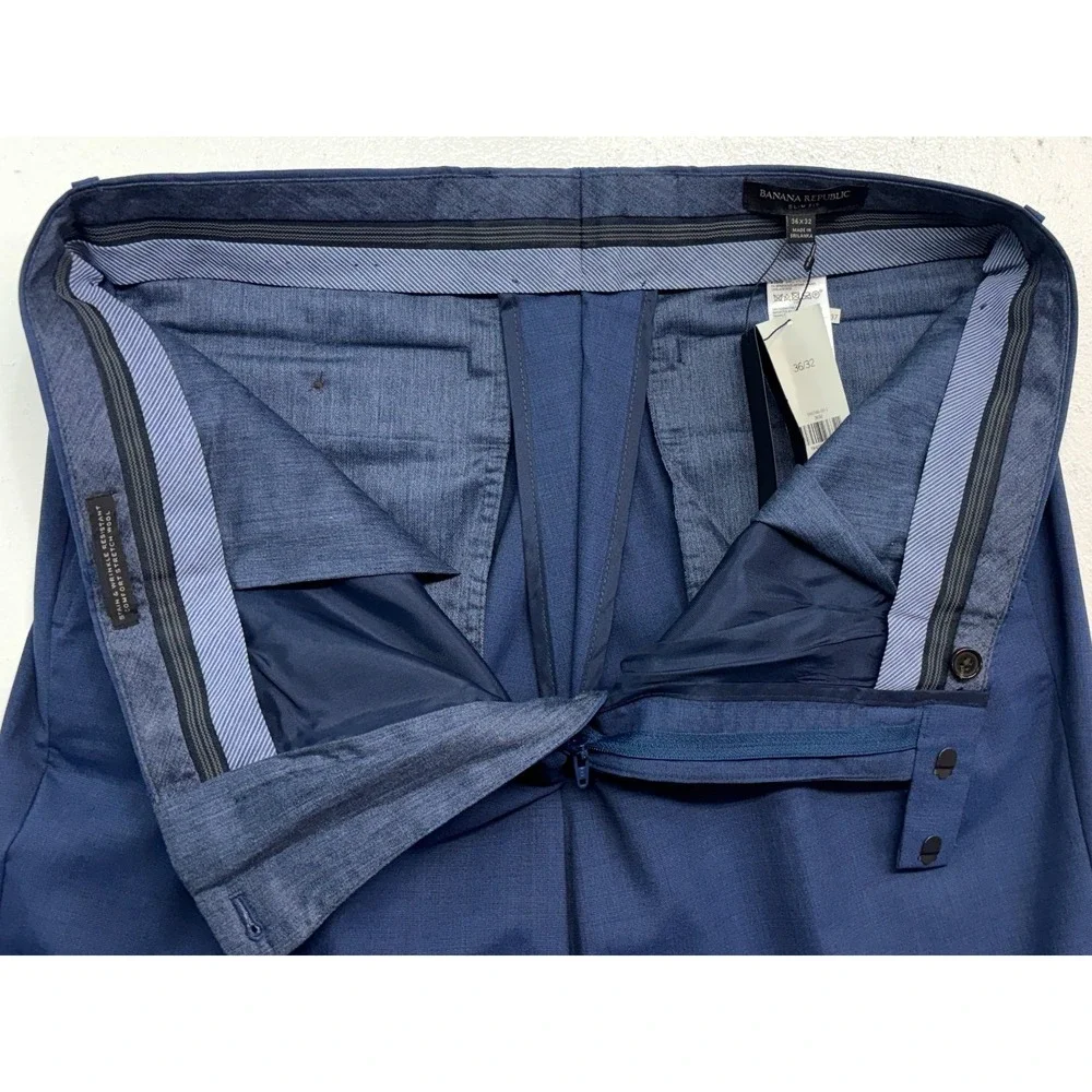 NEW Banana Republic 36x30 Navy Blue Wool Dress Pants Slim Fit Trouser‎ Stretch